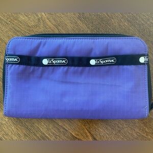 LeSportSac Purple Nylon Continental Zip Around Wallet with multiple card slots